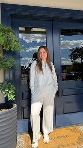 Varley Sally Half Zip Sweat & The Wide Leg Pant- Ivory Marl