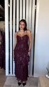 ASTR The Label Lupin Dress- Wine Floral