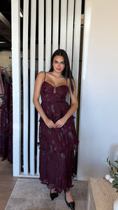 ASTR The Label Lupin Dress- Wine Floral