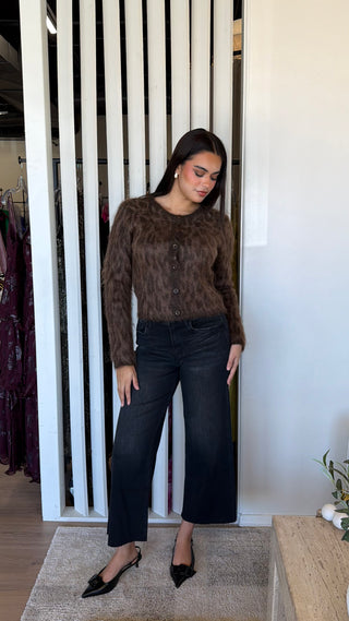 ASTR The Label Katria Cardigan- Brown Cheetah