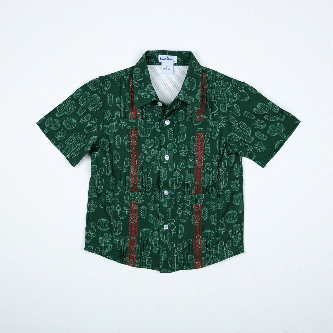 BlueQuail Feliz Navidad Short Sleeve Guayabera
