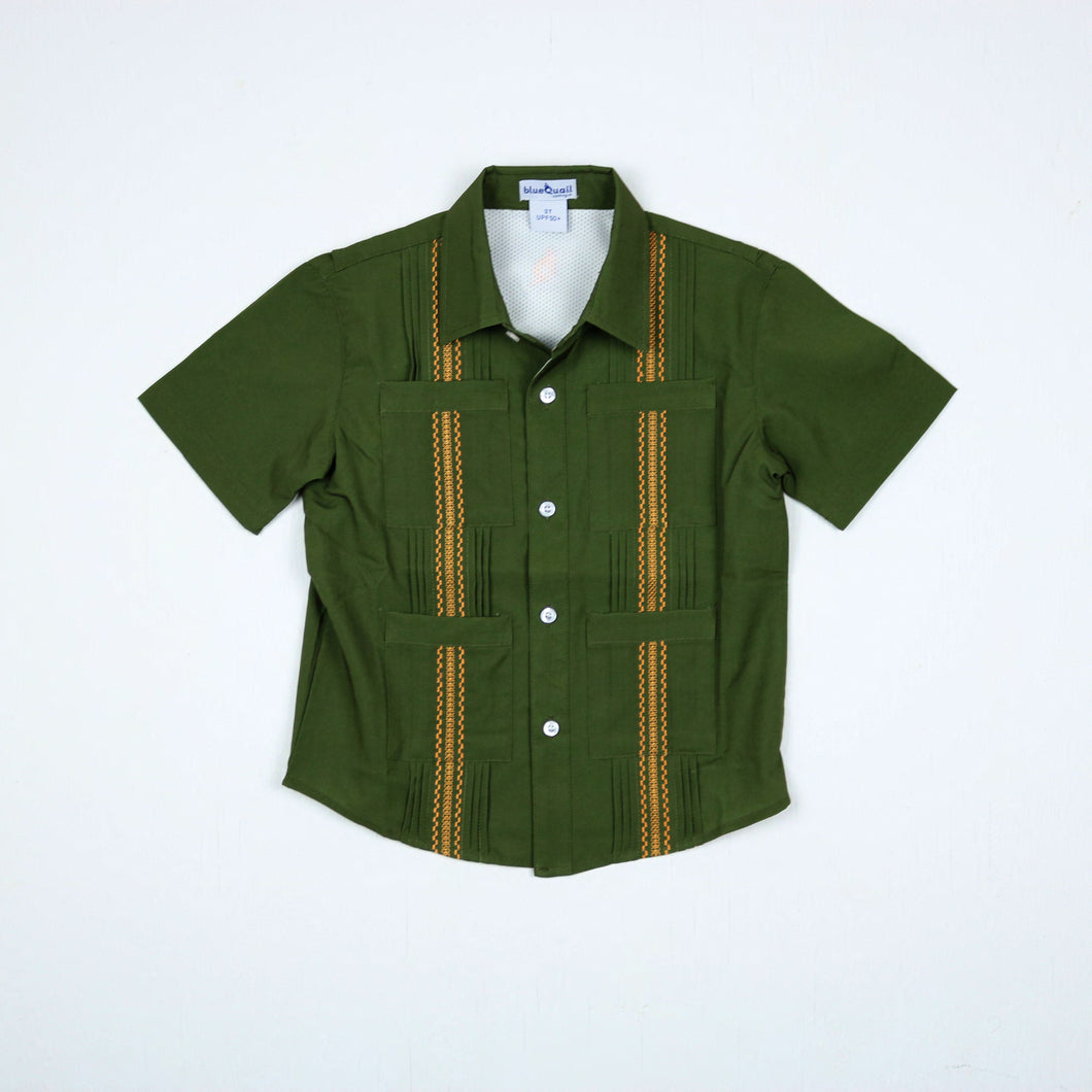 BlueQuail Post Oak & Blaze Short Sleeve Guayabera