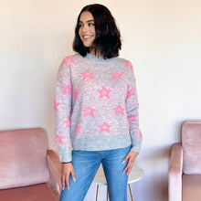 Load image into Gallery viewer, Star Girl Pink and Grey Sweater

