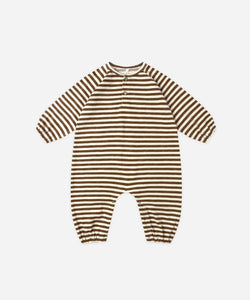 Rylee + Cru Henley Jumpsuit- Brown Stripe