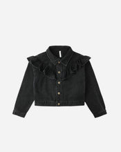 Load image into Gallery viewer, Rylee + Cru Ruffle Denim Jacket- Washed Black
