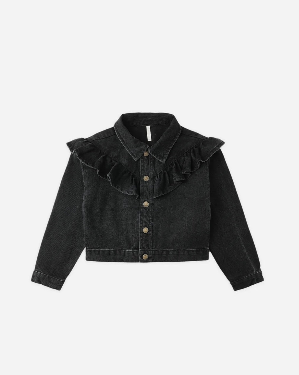 Rylee + Cru Ruffle Denim Jacket- Washed Black