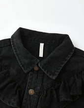 Load image into Gallery viewer, Rylee + Cru Ruffle Denim Jacket- Washed Black
