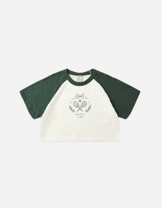 Rylee + Cru Raglan Crop Tee and Green Track Shorts- Racquet Club