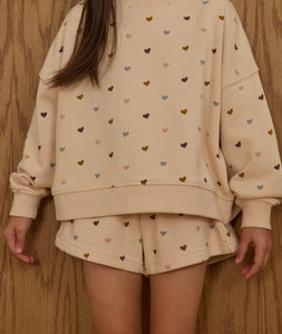 Rylee + Cru Boxy Pullover and Track Shorts set- Hearts