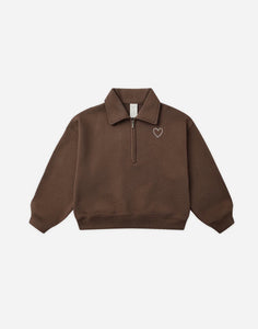 Rylee + Cru Quarter Zip Sweatshirt and Jogger Set- Brown