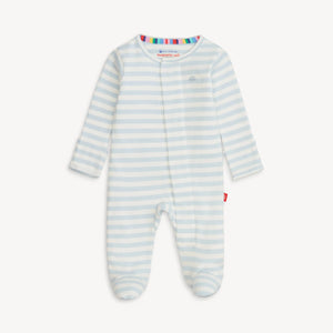 Magnetic Me Organic Cotton Footie- Blue Stripe