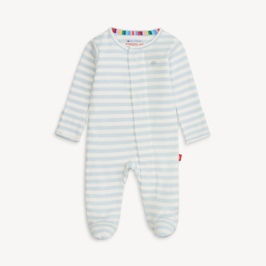 Magnetic Me Organic Cotton Footie- Blue Stripe