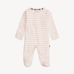Magnetic Me Organic Cotton Footie- Pink Stripe