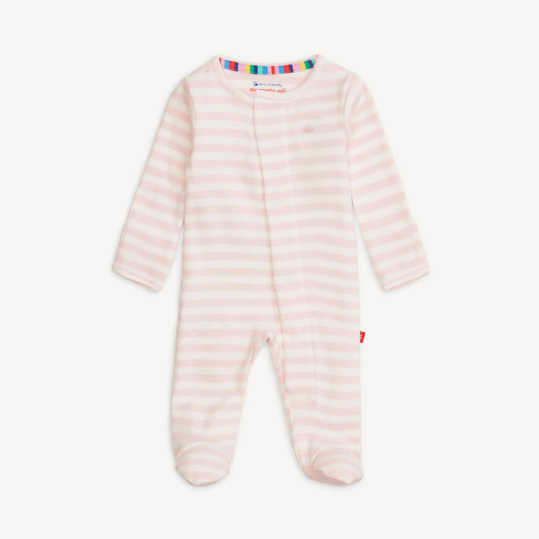 Magnetic Me Organic Cotton Footie- Pink Stripe