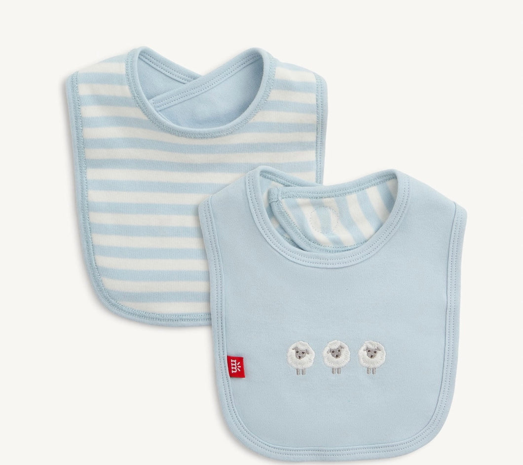Magnetic Me Organic Cotton Reversible Bib- Blue Stripe