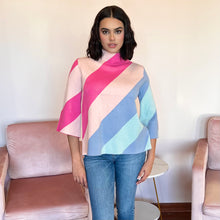 Load image into Gallery viewer, Pink and Blue Mock Neck Sweater
