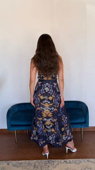 FARM RIO GOLDEN NATURE MAXI SLIP DRESS