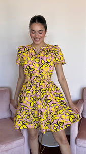 Yellow Petal Mini Dress
