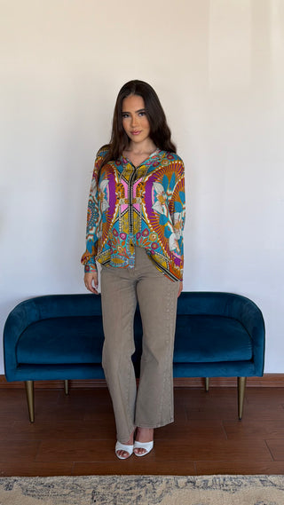 LONG SLEEVE PRINTED TOP