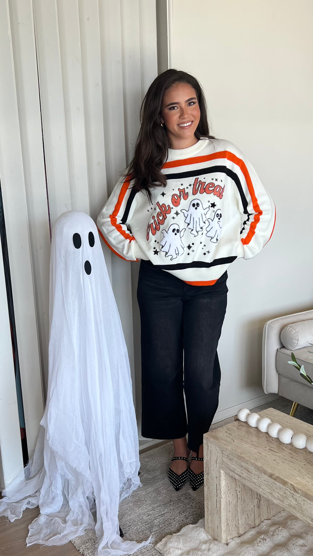 Queen of Sparkles Trick or Treat Ghost Sweatshirt