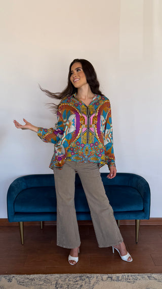 LONG SLEEVE PRINTED TOP