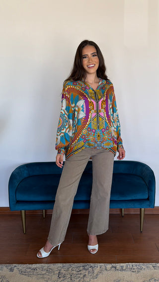 LONG SLEEVE PRINTED TOP