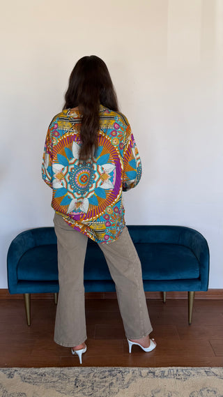 LONG SLEEVE PRINTED TOP