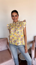 Load image into Gallery viewer, Swing Into Spring Short Sleeve Blouse- Yellow Green
