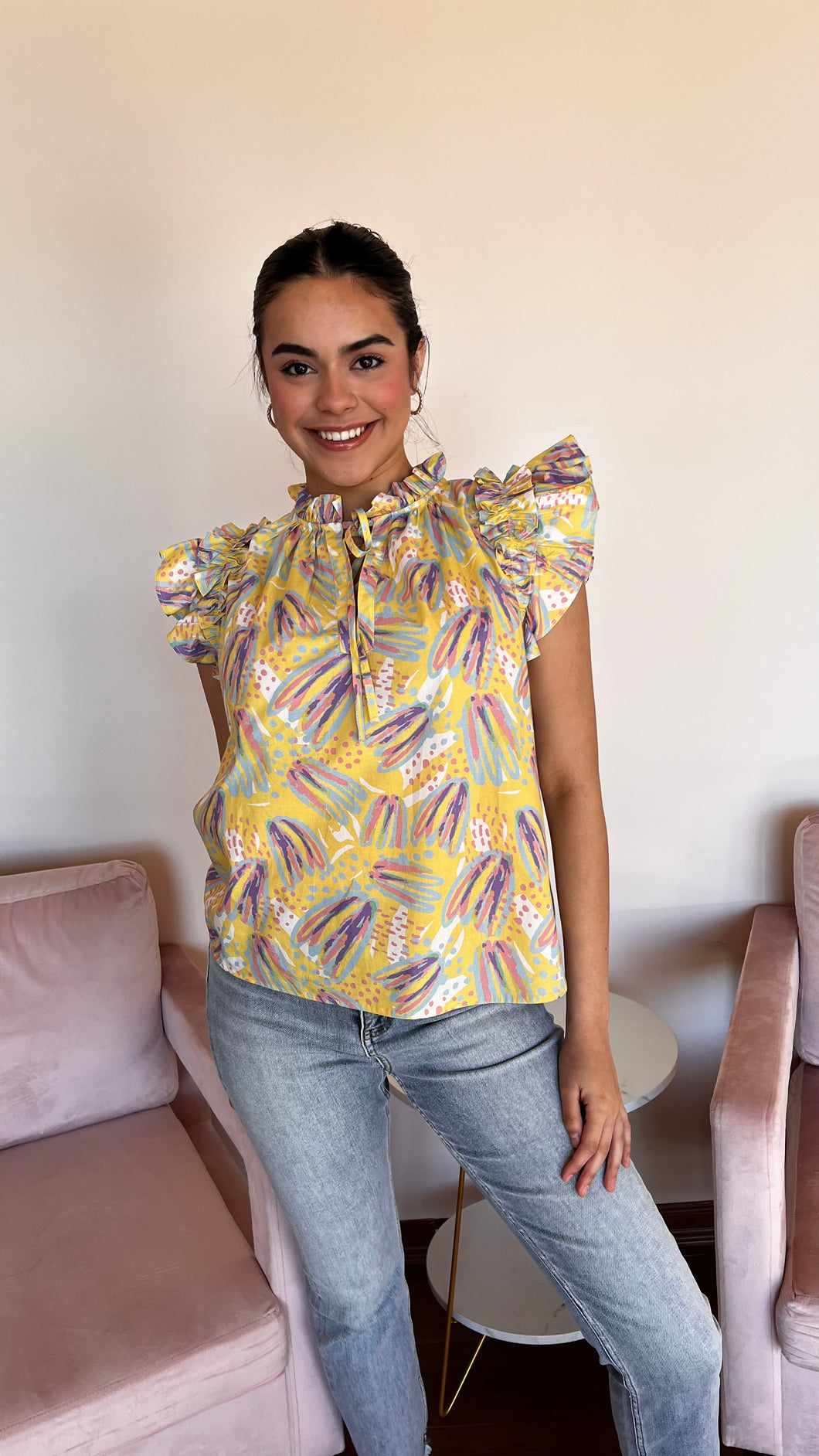 Swing Into Spring Short Sleeve Blouse- Yellow Green