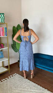 ASTR The Label Neelam Smocked Open Back Dress- Blue