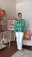 Load image into Gallery viewer, QUEEN OF SPARKLES GREEN AND WHITE CHECKERED GOLF CART SWEATER
