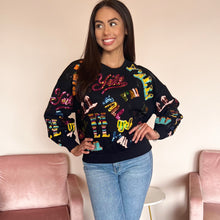 Load image into Gallery viewer, Queen of Sparkles Black Y&#39;all All Over Sweatshirt
