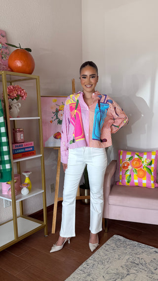 QUEEN OF SPARKLES PINK AND ORANGE STRIPED COLORBLOCK GOLF CLUBS