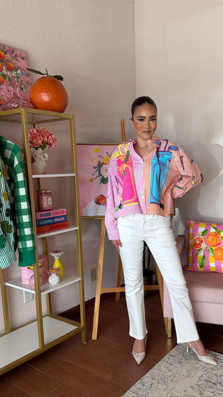 QUEEN OF SPARKLES PINK AND ORANGE STRIPED COLORBLOCK GOLF CLUBS