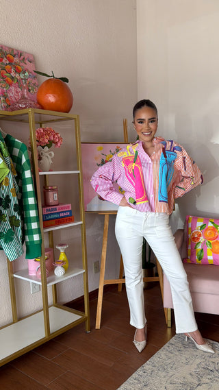 QUEEN OF SPARKLES PINK AND ORANGE STRIPED COLORBLOCK GOLF CLUBS