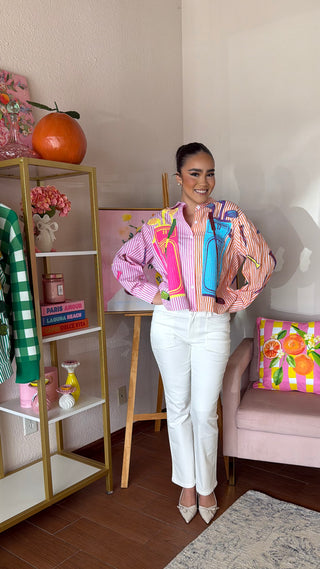 QUEEN OF SPARKLES PINK AND ORANGE STRIPED COLORBLOCK GOLF CLUBS