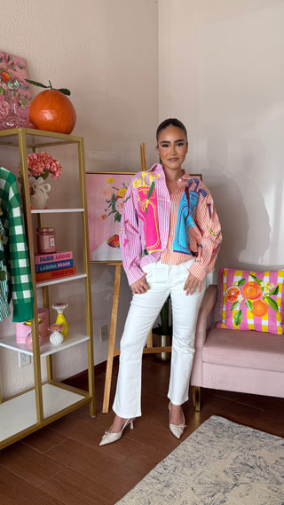 QUEEN OF SPARKLES PINK AND ORANGE STRIPED COLORBLOCK GOLF CLUBS