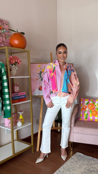 QUEEN OF SPARKLES PINK AND ORANGE STRIPED COLORBLOCK GOLF CLUBS