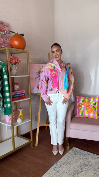 QUEEN OF SPARKLES PINK AND ORANGE STRIPED COLORBLOCK GOLF CLUBS