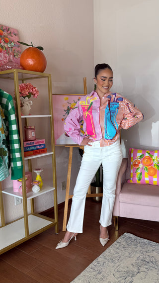QUEEN OF SPARKLES PINK AND ORANGE STRIPED COLORBLOCK GOLF CLUBS