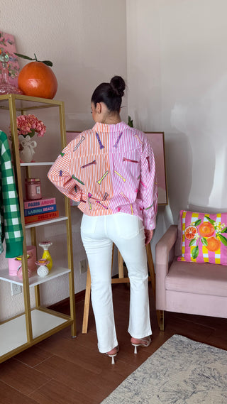 QUEEN OF SPARKLES PINK AND ORANGE STRIPED COLORBLOCK GOLF CLUBS