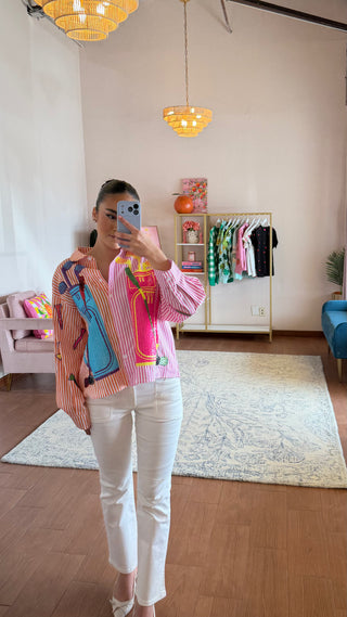 QUEEN OF SPARKLES PINK AND ORANGE STRIPED COLORBLOCK GOLF CLUBS