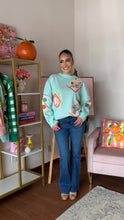 Load image into Gallery viewer, QUEEN OF SPARKLES LIGHT BLUE MAHJONG TILE KNIT SWEATER
