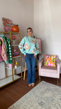 Load image into Gallery viewer, QUEEN OF SPARKLES LIGHT BLUE MAHJONG TILE KNIT SWEATER
