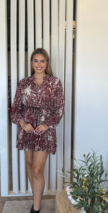 ASTR The Label Marisela Dress- Rust Print