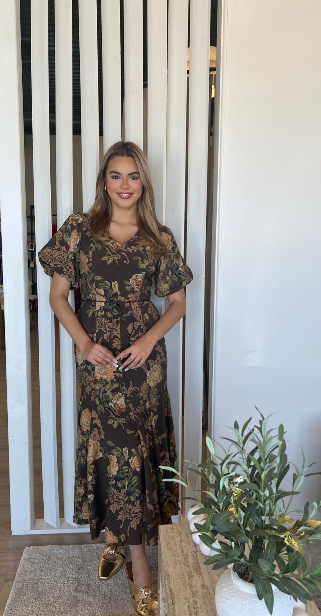 ASTR The Label Lavena Dress- Brown Floral