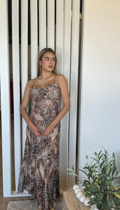 ASTR The Label Maeryn Dress- Taupe Brown Leopard