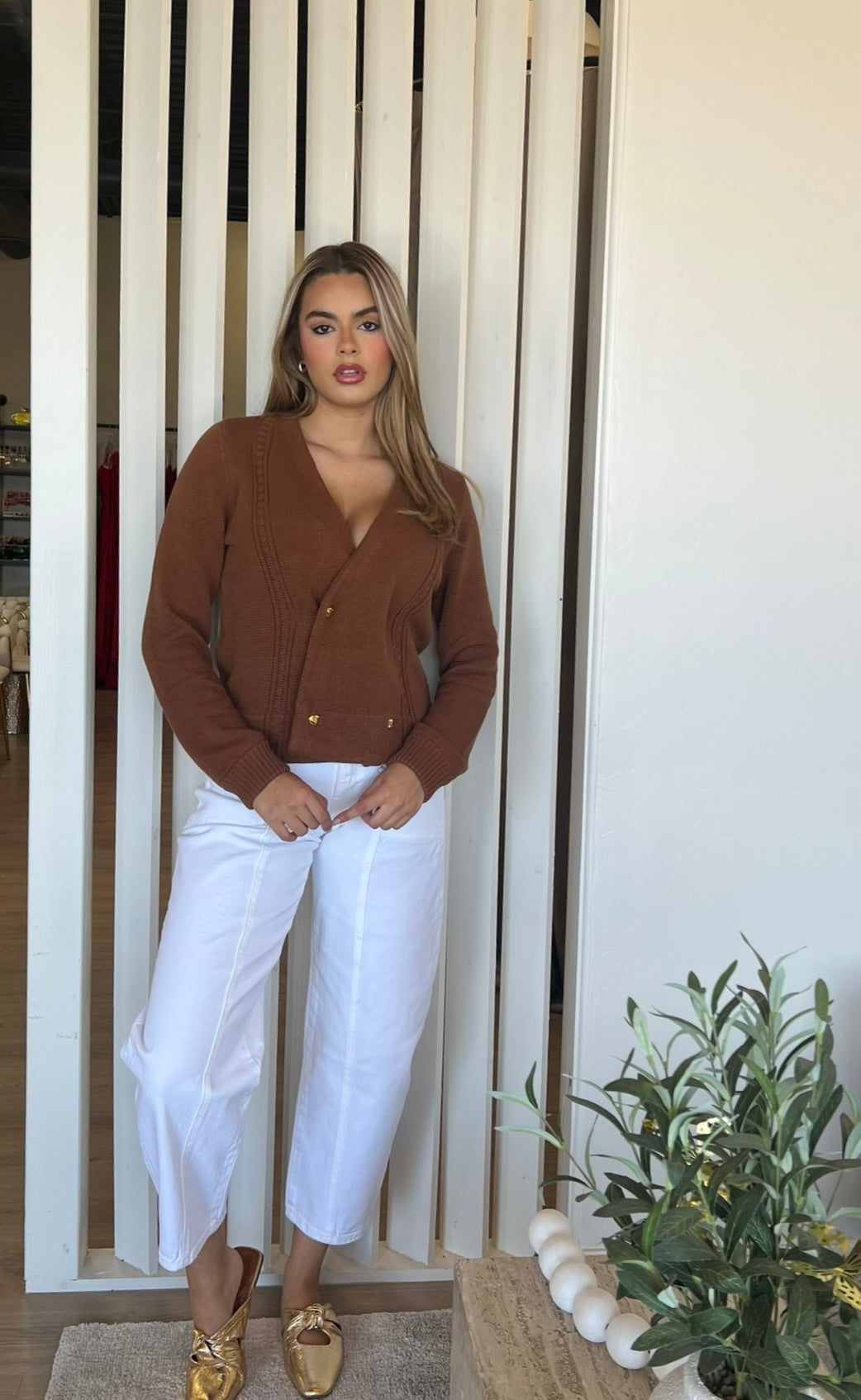 ASTR The Label Merritt Cardigan- Brown