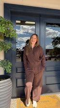 Load image into Gallery viewer, Varley Sally Half Zip Sweat &amp; The Wide Leg Pant- Coffee Bean Marl
