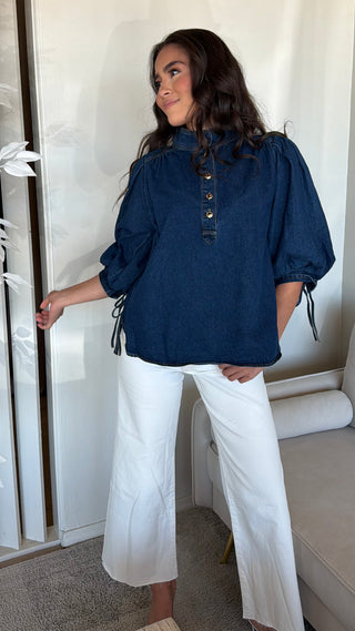 NAVY DENIM TOP